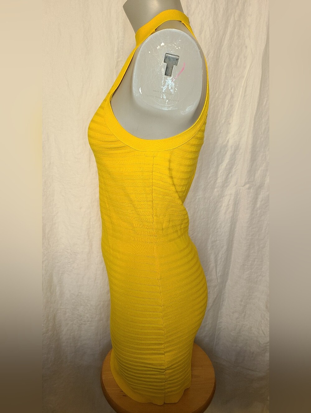 Guess Yellow Ribbed Halter Mini Dress - Picture 6 of 7